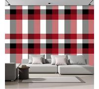 LODMLOER Papel Pintado Rayas Retro 450x315cm, Papel Tapiz TNT Cuadrícula Geométrica, Decoración de Pared Moderna para Sala de Estar, Dormitorio, Baño y Cocina