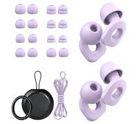 LOETRUY 2 pares de tapones para los oídos para dormir, tapones reutilizables para los oídos con 8 pares de almohadillas para los oídos y un cable conector, tapones suaves para los oídos para reducción