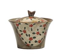 loeusjfnr Taza De Té De Cerámica Cuenco pequeño con tapa de Sancai floral pintado a mano, estilo retro barro roca antigua, juego té kung fu, cuenco cerámica for el hogar, taza for beber Tazas Para Té