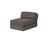 Loft 25 Jumbo Cord Plegable sofá Individual Futón Z-Cama | Sleepover Guest Living Room | Silla Suave y cómoda | Ligero y Duradero | Muebles de Tela de Calidad Cord (Carbón Vegetal)