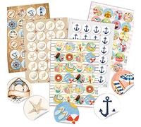 Logbuch-Verlag Juego de 120 pegatinas de verano para niños, viajes, playa, vacaciones, álbum de fotos, diario de viaje, diámetro de 4 cm, decoración costera