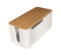 LogiLink Caja para cables KAB0075 Mediana 320 x 140 x 130 mm Tapa de bambú Blanco