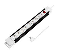 LogiLink Alargador de corriente LPS207 – 8 tomas, cable 3 m – Negro/Blanco