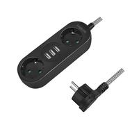 LogiLink LPS262U - Regleta de 2 + 3 enchufes con 2 enchufes CEE 7/3 y 3 Puertos USB-A (5 V/3,2 A 16 W), con Revestimiento Textil, IP20 y Obturador de Seguridad Integrado (Mayor protección táctil),