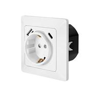 Logilink PA0253 - Enchufe Empotrado (1 CEE 7/3), 1 USB-C PD (Power Delivery), 1 USB A, Color Blanco