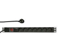 LogiLink Regleta PDU7C01 19, 7 enchufes CEE7/3, protección sobretensión, interruptor, negro