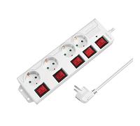 LogiLink Regleta LPS252-4 (CEE 7/3), con 5 interruptores de Encendido/Apagado, con protección contra sobretensiones + con Hutter de Seguridad Integrado (protección de Contacto elevada), Color: Blanco