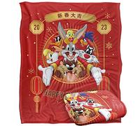 LOGOVISION Looney Tunes Year of The Rabbit Bugs Bunny Group 2023 New Year Manta súper Suave con Tacto Sedoso - 152 x 127 cm