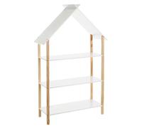Lola Home Estantería casa con 3 estantes de madera de pino blanca de 79x30x131 cm