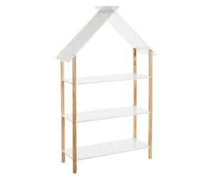 Lola Home Estantería casa con 3 estantes de madera de pino blanca de 79x30x131 cm