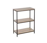 Lola Home Estantería con 3 baldas de metal negra de 76x60x30 cm