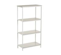 Lola Home Estantería con 4 baldas de metal y madera blanca de116x30x60 cm