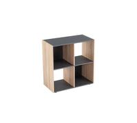 Lola Home Estantería cubo de madera MDF gris y natural de 60x29x62 cm
