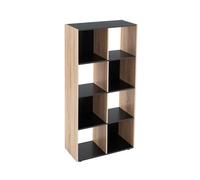 Lola Home Estantería cubo de madera MDF negra y beige de 60x29x120 cm