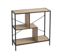 Lola Home Estantería geométrica con 3 estantes de madera natural clara y metal de 80x30x80 cm