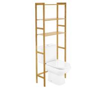 Lola Home Estantería sobre WC con 3 estantes de bambú natural de 60x25x161 cm