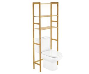 Lola Home Estantería sobre WC con 3 estantes de bambú natural de 60x25x161 cm