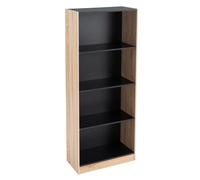 Lola Home Librería de 3 estantes de madera MDF negra y natural de 60x29x147 cm