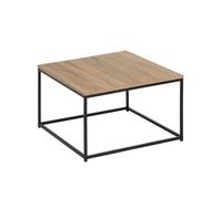 Lola Home Mesa de centro cubo de madera y metal negro de 70x70x40 cm