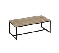 Lola Home Mesa de centro de acero y madera negra de 36x50x100 cm
