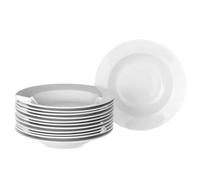 Lola Home Set de 12 platos hondos blancos de porcelana de Ø 21 cm