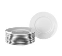 UNIMASA Juego de 12 platos llanos redondos blancos de porcelana de 27 cm. Configura tu vajilla completa moderna para 12 personas a tu gusto