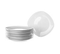 UNIMASA - Juego de 12 platos de postre cuadrados blancos de porcelana de 19 cm. Configura tu vajilla completa moderna para 12 personas a tu gusto