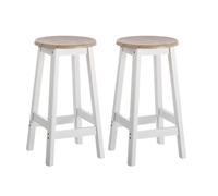 Lola Home Set de 2 taburetes de cocina blanco y natural de madera MDF de Ø 29x54 cm