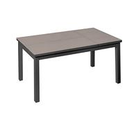 LOLAhome Mesa de Centro elevable Exterior Aluminio Grafito marrón Topo | Y Cristal templado, 100x60x48 cm, Agnes