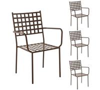 LOLAhome Pack 4 Silla de jardín Cartago Marrón Oxido | Estilo Hierro Forjado | Contract, Resistentes y Duraderas | Apilable y con Brazos | 56x61x90 cm | para Exterior, jardín, terraza | Cartago