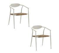 LOLAhome Pack de 2 sillas Contract de jardín Vania de Aluminio Blanco, apilables, Asiento de Cuerda de Rafia, Elegantes, para Comedor, Tratamiento Exterior, Resistentes UV y Humedad