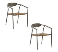 LOLAhome Pack de 2 sillas Contract de jardín Vania de Aluminio Topo, apilables, Asiento de Cuerda de Rafia, Elegantes, para Comedor, Tratamiento Exterior, Resistentes UV y Humedad