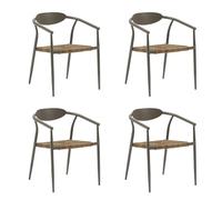 LOLAhome Pack de 4 sillas Contract de jardín Vania de Aluminio Topo, apilables, Asiento de Cuerda de Rafia, Elegantes, para Comedor, Tratamiento Exterior, Resistentes UV y Humedad