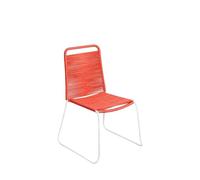 LOLAhome Pack de 4 sillas de Exterior de Cuerda Coral y Acero Blanco | Duraderas, Apilables y Ergonómicas | De 90x60x53 cm | Tratamiento Epoxi para Exterior | Diseño modernista Antea