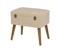 LOLAhome Puff arcón Maleta tapizado con Tela de Borreguito Beige de 50x35x46 cm