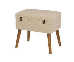 LOLAhome Puff arcón Maleta tapizado con Tela de Borreguito Beige de 50x35x46 cm