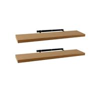 LOLAhome - Set de 2 Baldas Flotantes para Pared de Madera Color Roble de 100x23,5 cm. Estantes de Pared Resistentes sin Agujeros Visibles para Salón, Cocina, Oficina o Dormitorio
