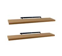 LOLAhome - Set de 2 Baldas Flotantes para Pared de Madera Color Roble de 120x23,5 cm. Estantes de Pared Resistentes sin Agujeros Visibles para Salón, Cocina, Oficina o Dormitorio