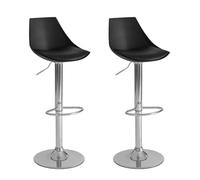 LOLAhome - Set de 2 Taburetes Altos Cocina Giratorios en 360°, Juego de Sillas de Bar Regulables en Altura de 83 a 104 cm, con Respaldo, Estructura Metal y Reposapiés, Negros