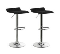 LOLAhome - Set de 2 Taburetes de Cocina Giratorios en 360°, Juego de Sillas de Bar Regulables en Altura de 63 a 84 cm, Estructura Metal y Reposapiés, Negros