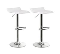 LOLAhome - Set de 2 Taburetes de Cocina Giratorios en 360°, Juego de Sillas de Bar Regulables en Altura de 63 a 84 cm, Estructura Metal y Reposapiés, Blancos