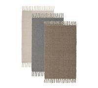 LOLAhome Set de 3 alfombras rectangulares Beige Gris y marrón de algodón de 50x80cm