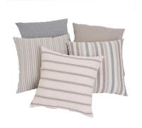 LOLAhome - Set de 5 Cojines de Rayas Azul de algodón Natural 45x45 cm con Relleno para salón o Dormitorio. Reversibles y sostenibles con Certificado OekoTex para un Confort Suave y Decorativo