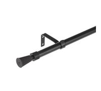 LOLAhome - Set de Barra de Cortina Extensible Negra de 160-300 cm. Barra de 19mm y Extensiones de 16mm. Incluye 2 Escuadras para Colgar en Pared o Techo y 2 Terminales Cónicos a Juego