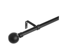 LOLAhome - Set de Barra de Cortina Extensible Negra de 160 a 300 cm con 2 escuadras y 2 terminales Negros de Metal en Forma de Bola