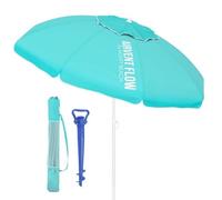 LOLAhome Sombrilla Playa 180 cm y Soporte Arena, protección UV+50, sombrilla antiviento, Varillas Flexibles Fibra Vidrio, Techo ventilación, mástil inclinable y Regulable Altura, Bolsa Transporte