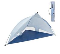 LOLAhome Tienda Paravientos Playa de 220x110x112 cm, Cortavientos con | rejillas ventilación y 4 bolsillos, carpa playa tejido Oxford azul, protección solar UPF+50 y waterproof, incluye 3 piquetas