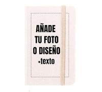 LolaPix Libreta personalizada con Texto/Foto o Diseño RPET 300D. Libreta Personalizada Profe. Bloc de Notas A6 Personalizado 100 Hojas con Materiales Reciclados. Tapa Dura 9,3x14,3cm RPET NATURAL