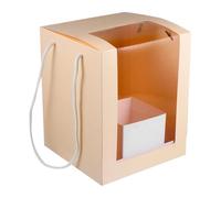 LOLIPPYY Caja para Flores Transparente Plegable Grande para Bodas Caja para Embalar Flores Diseño Portátil y Color Beige