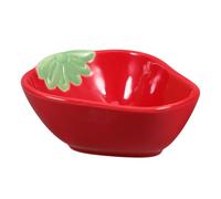 LOLIPPYY Plato Pequeño de Cerámica Rojo Forma de Fresa para Salsa | Borde Antidesbordamiento, Superficie Lisa y Color Brillante, Adecuado para Soja, Postres y Servicio